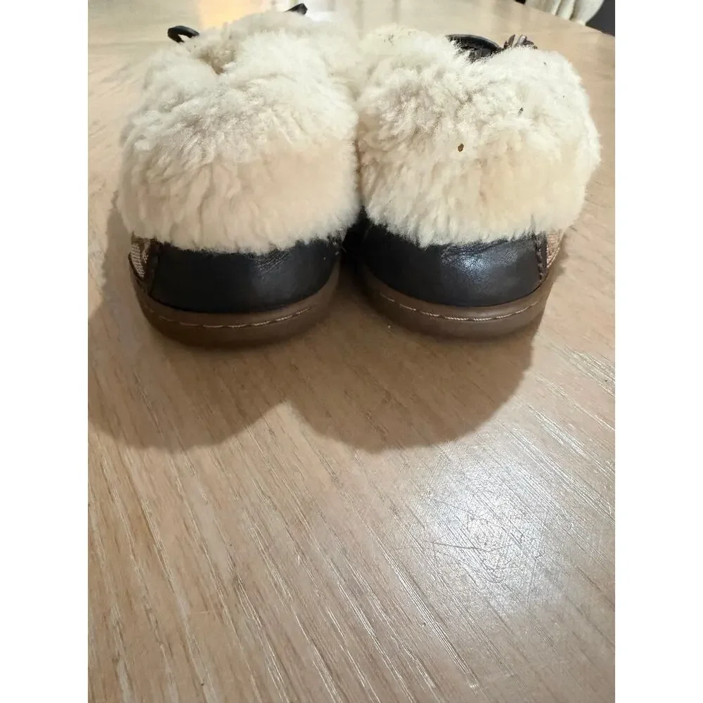 Coach Fiona Shearling Moccasins Women's Slip-On Loafers Monogram logo size 10